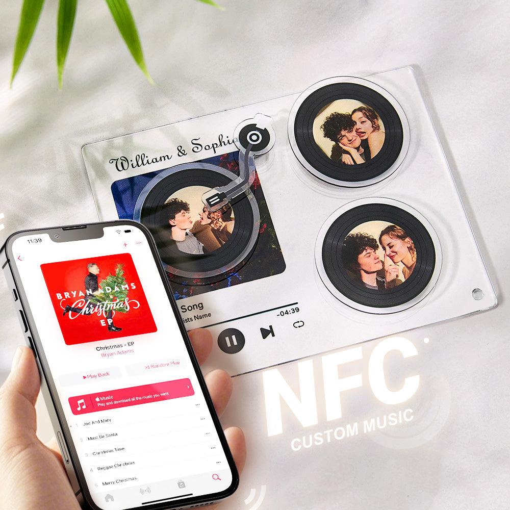 Personalized Rotatable Photo Vinyl Record Tap to Play NFC Music Record Plaque Gift for Lover