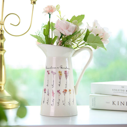 Personalized Birth Flower Ceramic Vase Home Decoration Birthday Gift for Mom Grandma