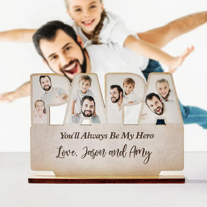 Personalized Papa Wooden Plaque Custom Photo Father's Day Plaque Gift for Papa