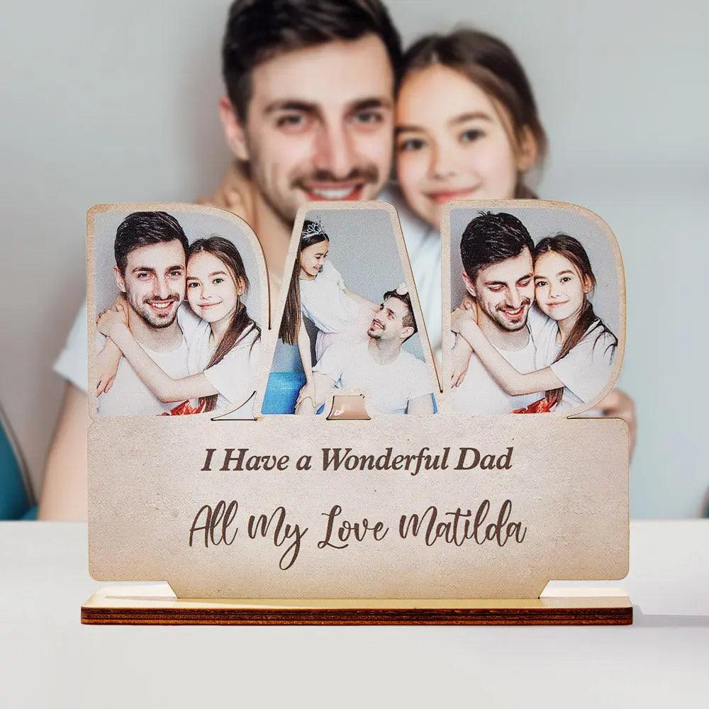 Personalized Dad Wooden Plaque Custom Photo Dad Plaque Ornament Father's Day Gift for Dad