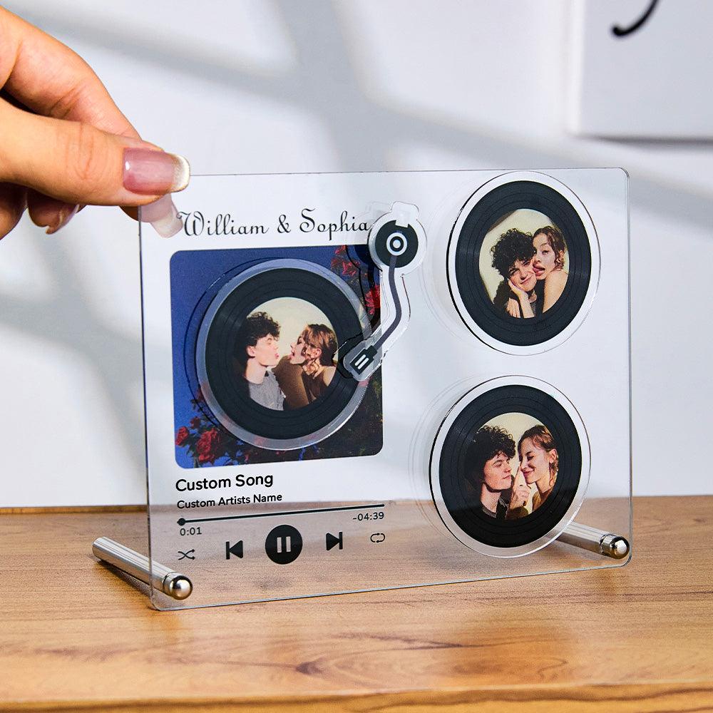 Personalized Rotatable Photo Vinyl Record Tap to Play NFC Music Record Plaque Gift for Lover