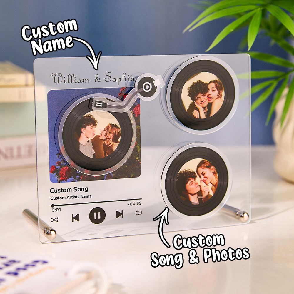 Personalized Rotatable Photo Vinyl Record Tap to Play NFC Music Record Plaque Gift for Lover