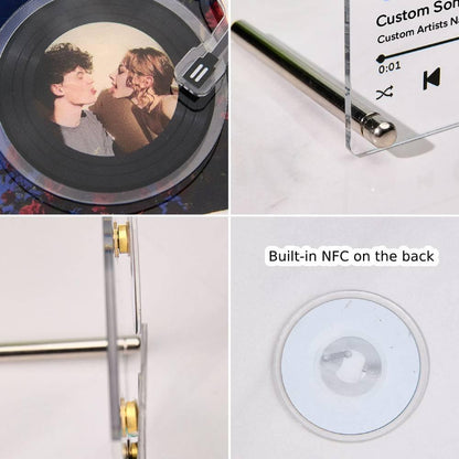 Personalized Rotatable Photo Vinyl Record Tap to Play NFC Music Record Plaque Gift for Lover