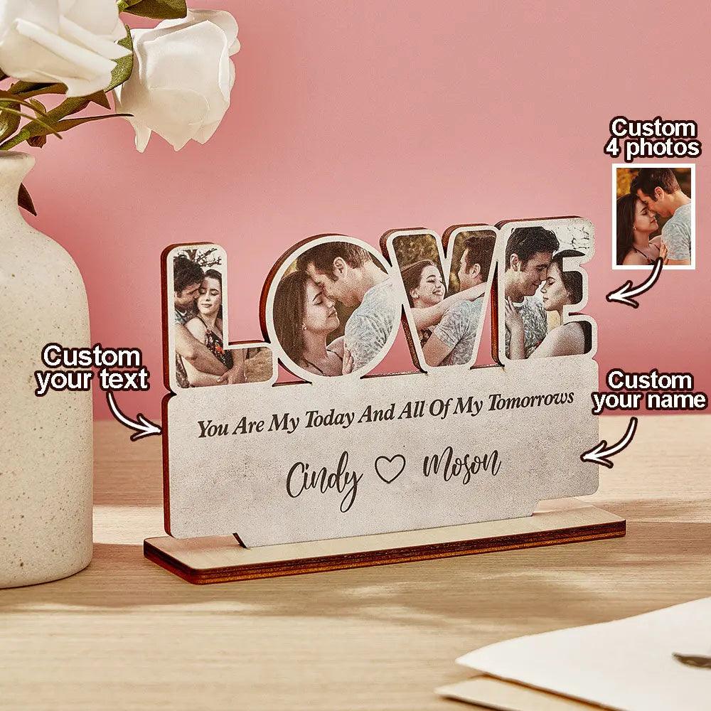 Custom Love Wooden Plaque Personalized Photo Love Sign Home Decoration Gifts for Couples