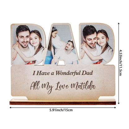 Personalized Dad Wooden Plaque Custom Photo Dad Plaque Ornament Father's Day Gift for Dad