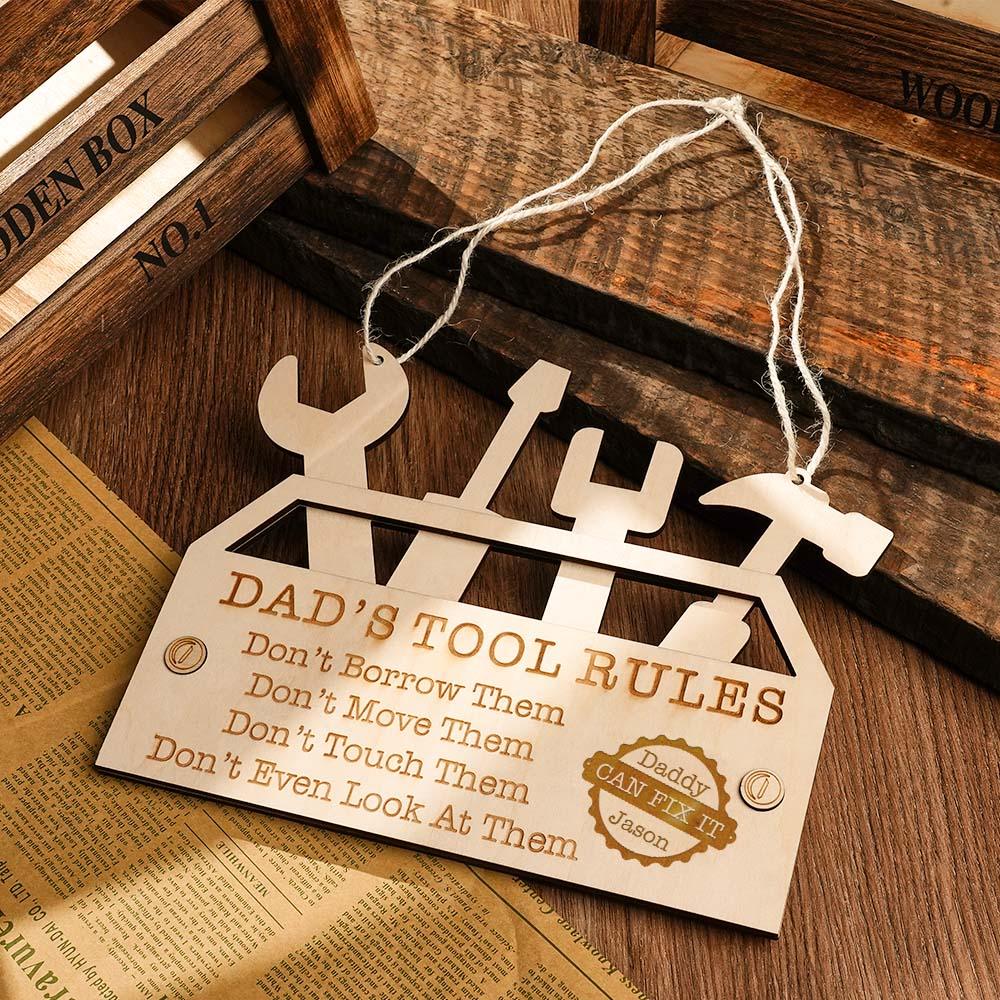 Custom Engraved Pendant Dad's Tool Rules Plaque Gifts