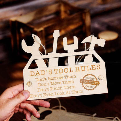 Custom Engraved Pendant Dad's Tool Rules Plaque Gifts