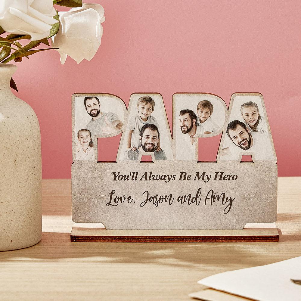 Personalized Papa Wooden Plaque Custom Photo Father's Day Plaque Gift for Papa