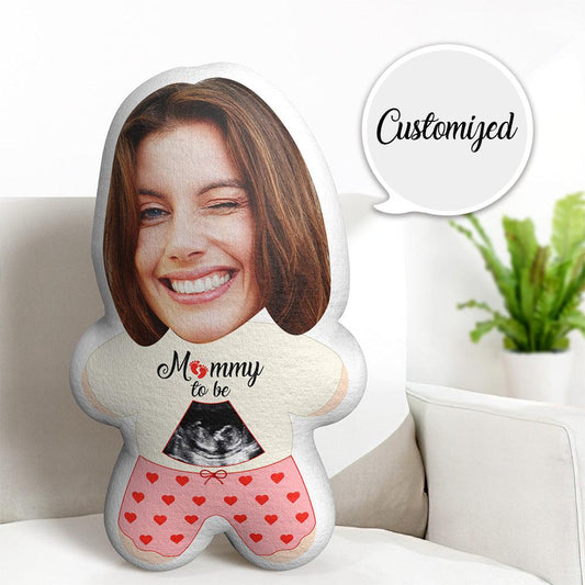 MOM To Be - Custom Face Minime Throw Pillow Personalised Ultrasound Photo Gifts