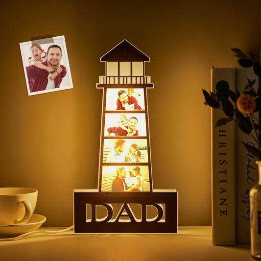 Unique Father's Day Gift - Personalized Photo Lighthouse Night Light LED Lamp