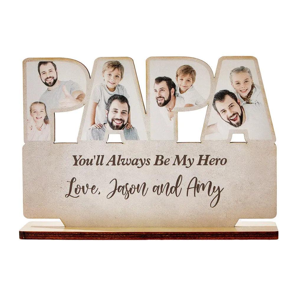 Personalized Papa Wooden Plaque Custom Photo Father's Day Plaque Gift for Papa