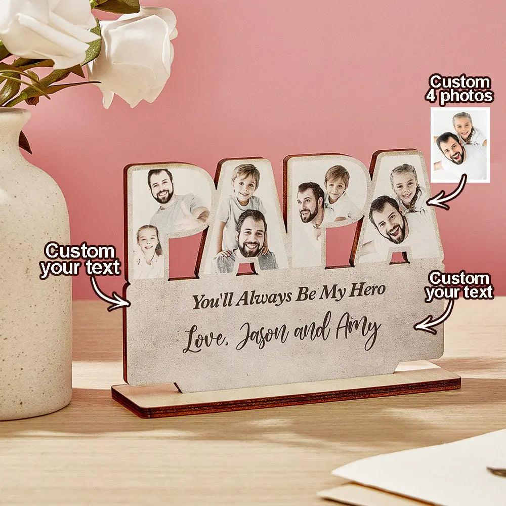 Personalized Papa Wooden Plaque Custom Photo Father's Day Plaque Gift for Papa