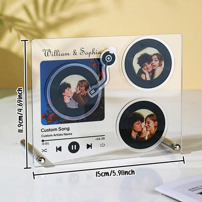 Personalized Rotatable Photo Vinyl Record Tap to Play NFC Music Record Plaque Gift for Lover