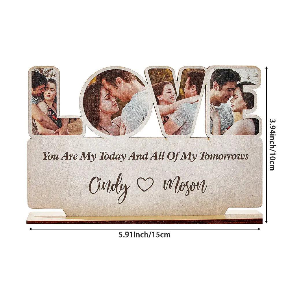 Custom Love Wooden Plaque Personalized Photo Love Sign Home Decoration Gifts for Couples